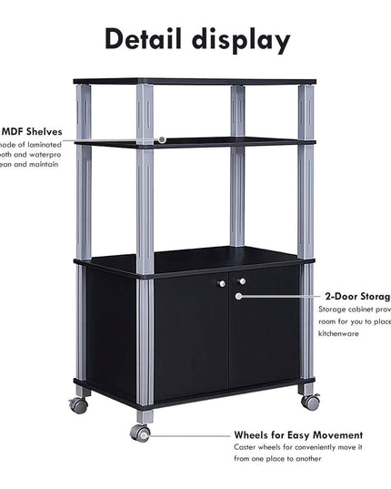 Rolling Kitchen Bakers Rack Microwave Oven Stand