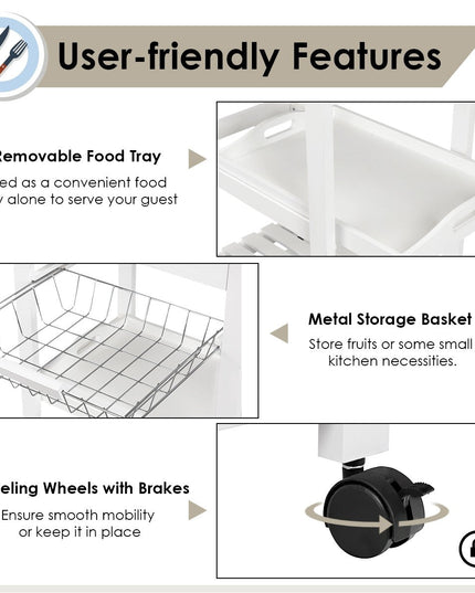 Giantex Kitchen Island Cart Rolling Kitchen Trolley with Stainless Steel Tabletop