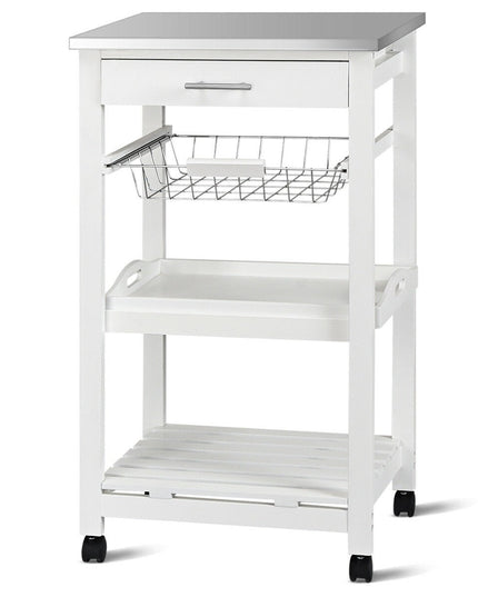 Giantex Kitchen Island Cart Rolling Kitchen Trolley with Stainless Steel Tabletop
