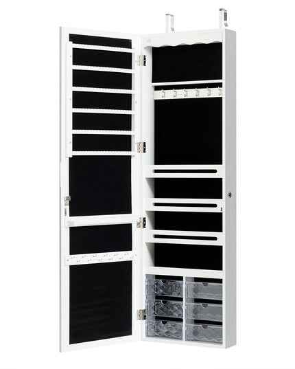 CHARMAID | 5 LEDs Jewelry Armoire Wall Mounted/Door Hanging Mirror - Giantexus