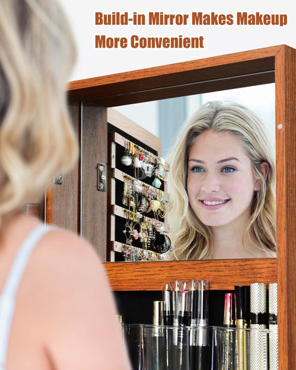 CHARMAID | 360-degree Rotating Jewelry Armoire with Higher Full Length Mirror - Giantexus