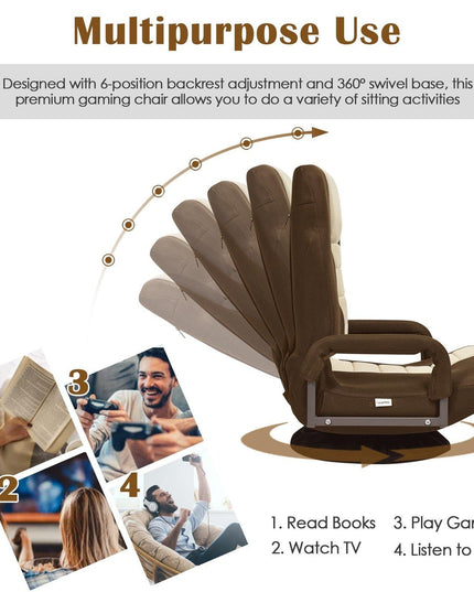 360 Degree Swivel Gaming Chair , Foldable Lazy Sofa Chair - Giantexus