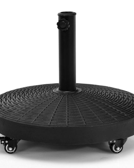 50 LBS Patio Umbrella Stand, 20.5 Inch Round Umbrella Base with 4 Lockable Wheels - Giantexus