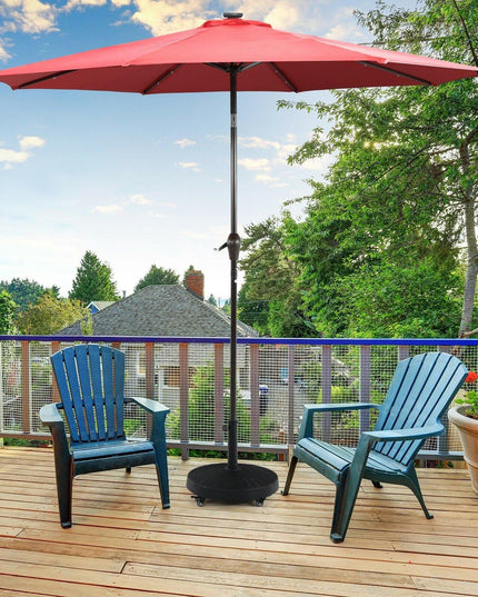 50 LBS Patio Umbrella Stand, 20.5 Inch Round Umbrella Base with 4 Lockable Wheels - Giantexus