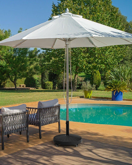 50 LBS Patio Umbrella Stand, 20.5 Inch Round Umbrella Base with 4 Lockable Wheels - Giantexus