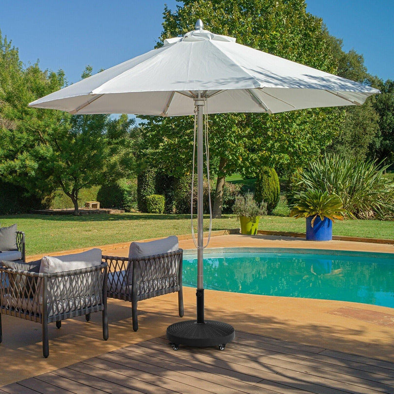 50 LBS Patio Umbrella Stand, 20.5 Inch Round Umbrella Base with 4 Lockable Wheels - Giantexus