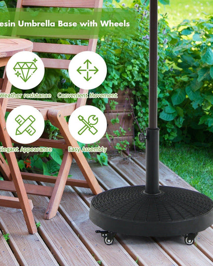 50 LBS Patio Umbrella Stand, 20.5 Inch Round Umbrella Base with 4 Lockable Wheels - Giantexus