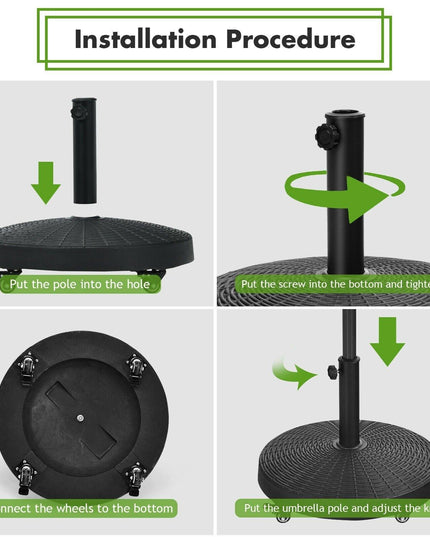 50 LBS Patio Umbrella Stand, 20.5 Inch Round Umbrella Base with 4 Lockable Wheels - Giantexus