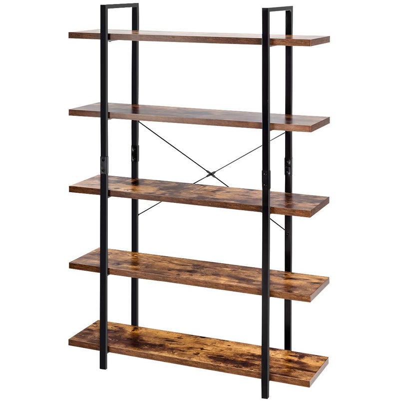 Giantex 3-Tier Industrial Bookshelf, Vintage Bookcase w/ Metal Frame