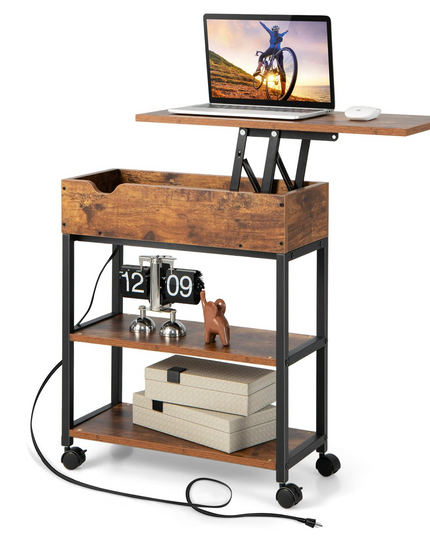 Giantex End Table with Charging Station - Lift Top Narrow Side Table