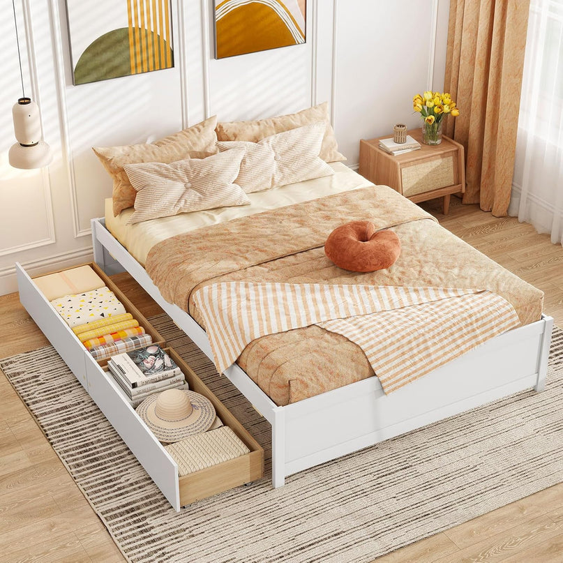 Giantex Full Size Bed Frame with 2 Storage Drawers