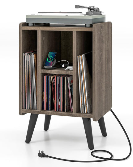 Giantex Record Player Stand, Turntable Stand with Charging Station