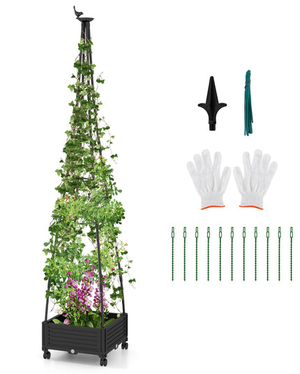 Giantex Rolling Raised Garden Bed with Climbing Trellis