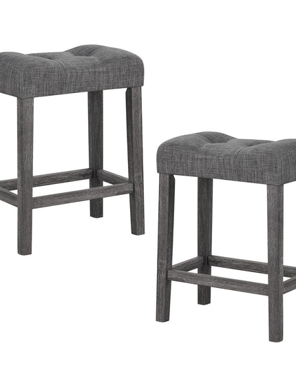 Giantex 24" Bar Stools, Backless Counter Height Saddle Bar Stools w/Padded Seat, Solid Rubber Wood Legs