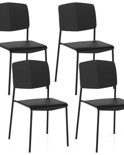 Giantex Stackable Dining Chairs Set, Modern Kitchen Chairs w/Metal Legs & Curved Back, Load up to 350 LBS