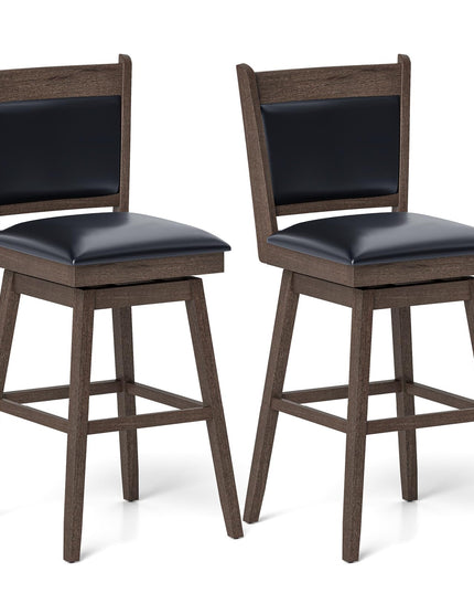 Giantex 29" Bar Stools Set, Upholstered Swivel Bar Chairs with Ergonomic Back