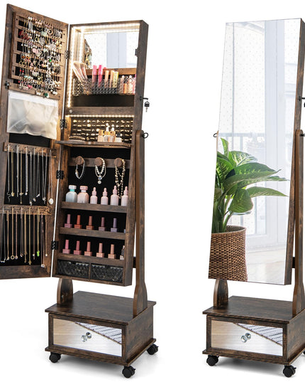 CHARMAID Jewelry Armoire with Full Length Mirror - Giantex