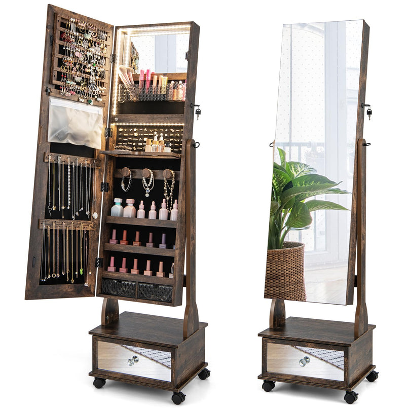 CHARMAID Jewelry Armoire with Full Length Mirror - Giantex