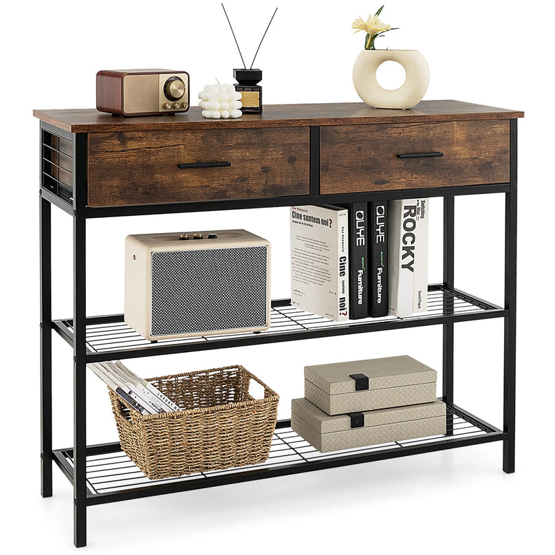 Giantex 39.5” Console Table with Storage Drawer - Entryway Table with 2 Drawers