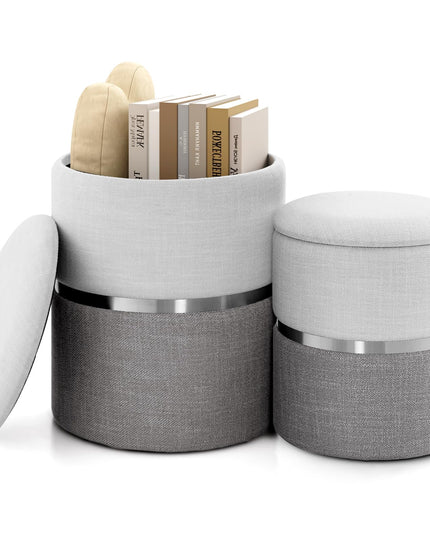 Giantex Ottoman with Storage - Set of 2 Storage Ottomans