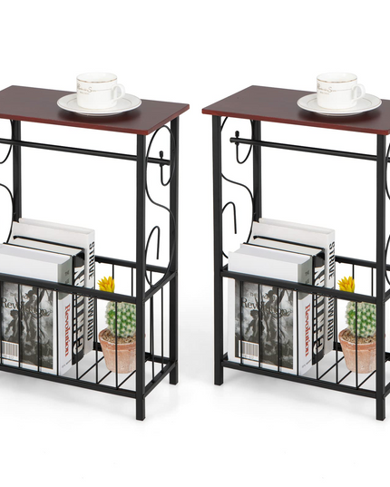 Giantex Side Table w/Paper Holder, Narrow Side Table