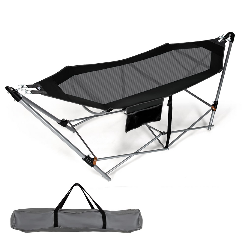 Giantex Portable Folding Hammock, Lounge Camping Bed with Hammock Stand
