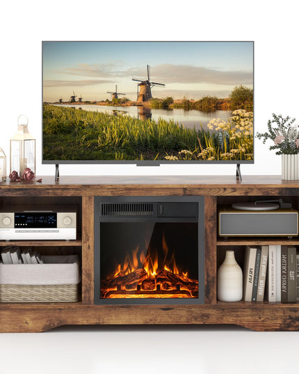 Giantex Fireplace TV Stand for TVs Up to 65”, Entertainment Center with Adjustable Shelves