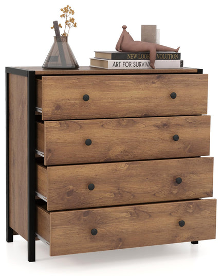 Giantex Dresser for Bedroom with 4 Storage Drawers - Modern Chest of Drawers