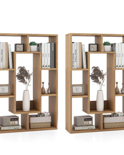 Giantex 7-Cube Bookcase White, Modern Freestanding Wooden Rectangular Bookshelf with Anti-Tipping Kits