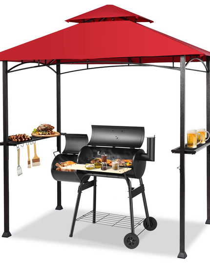 Giantex Grill Gazebo, 8ft x 5ft Grill Station with Canopy, Outdoor Grill Shelter Barbecue Tent
