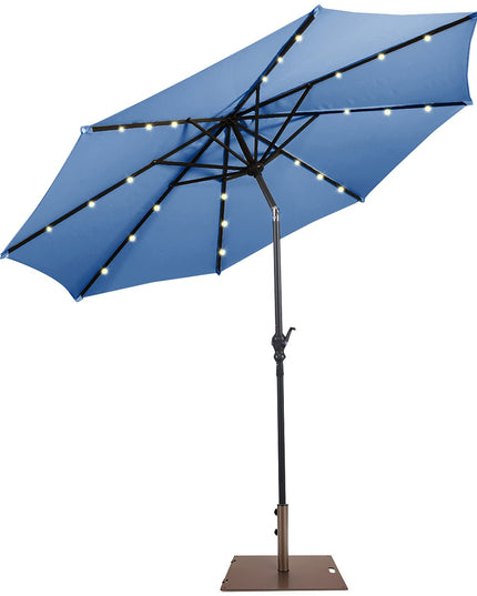 Giantex Patio Umbrella with Base Stand, 10ft Solar Led Lights Outdoor Umbrella and 50 LBS Steel Umbrella Base Stand w/ Wheels