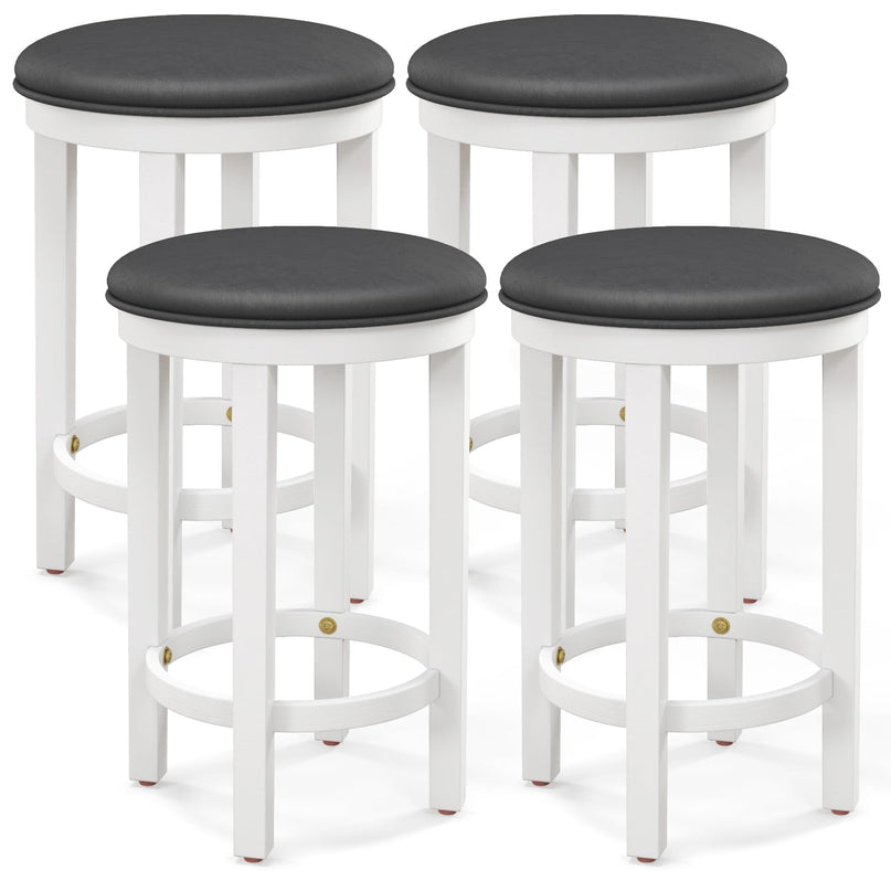 Giantex Bar Stools Set, 25-Inch Counter Height Stools with Round Seat, Footrest, Wooden Frame