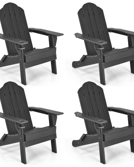 Adirondack Chair with Cup Holder, Outdoor Patio Weather Resistant Chair