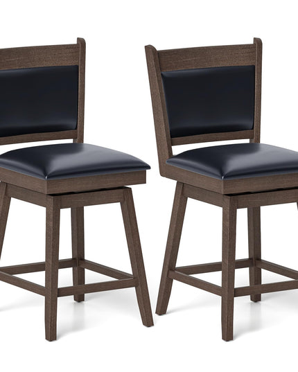 Giantex 25" Bar Stools Set, Upholstered Swivel Bar Chairs with Ergonomic Back