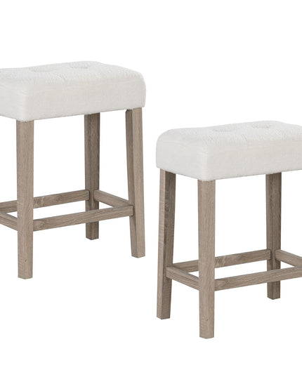 Giantex Sherpa Bar Stools, 24" Counter Height Kitchen Bar Stools with Cushioned Seat