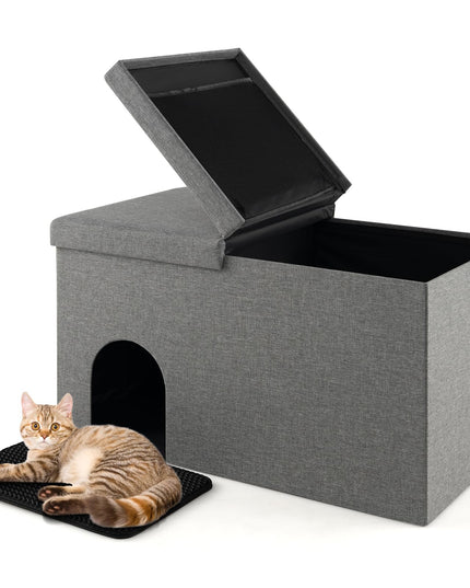 Giantex Cat Litter Box Enclosure - Hidden Cat Litter Box Furniture Ottoman