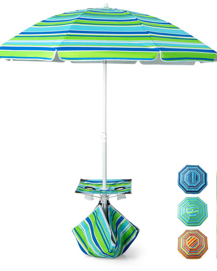 Giantex Beach Umbrella with Cup Holder Table and Sandbag