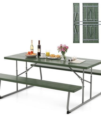 Giantex Folding Picnic Table - 6 FT Outdoor Table Bench Set for 8 Persons w/All-Weather HDPE Tabletop