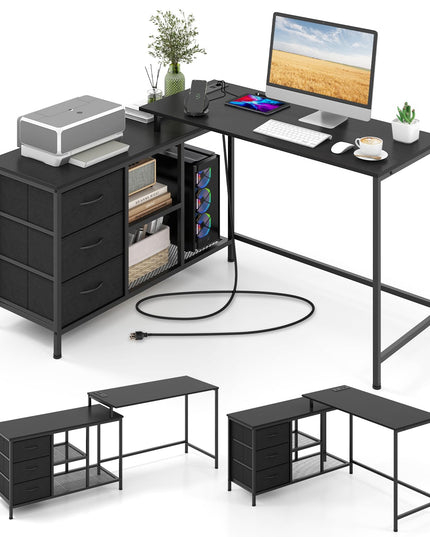 Giantex L Shaped Computer Desk with Drawers