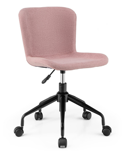 Giantex Home Office Chair with Wheels, Mid-Back Swivel Computer Chair Rolling Adjustable Linen Leisure Chair