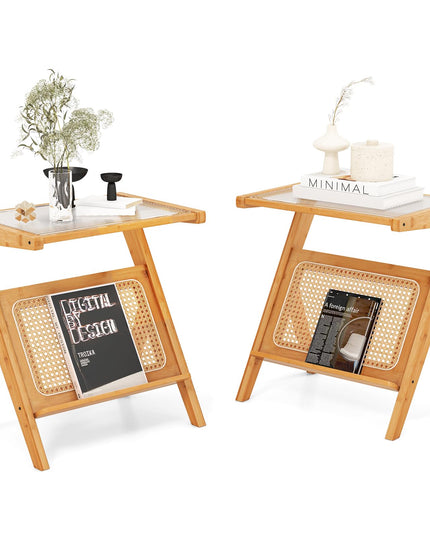Giantex Rattan Side Table