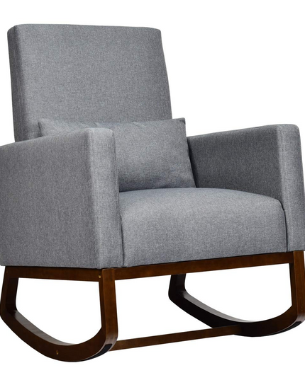 Giantex Upholstered Rocking Chair, Modern High Back Armchair