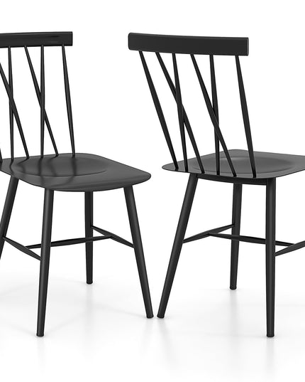 Giantex Metal Dining Chairs Set, Farmhouse Kitchen Chairs w/High Cross Backrest & Curved Seat
