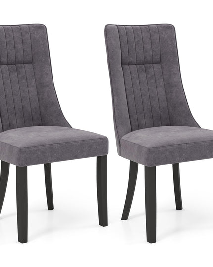 Giantex Upholstered Dining Chairs Set, Channel Tufted Kitchen Chairs w/High Backrest