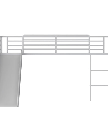 Giantex Twin Loft Bed with Slide, Metal Low Bunk Bed