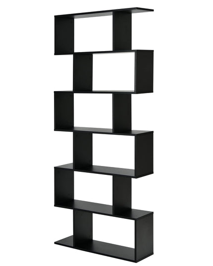 Giantex Geometric Bookcase Rustic, Solid Wood S-Shaped Bookshelf