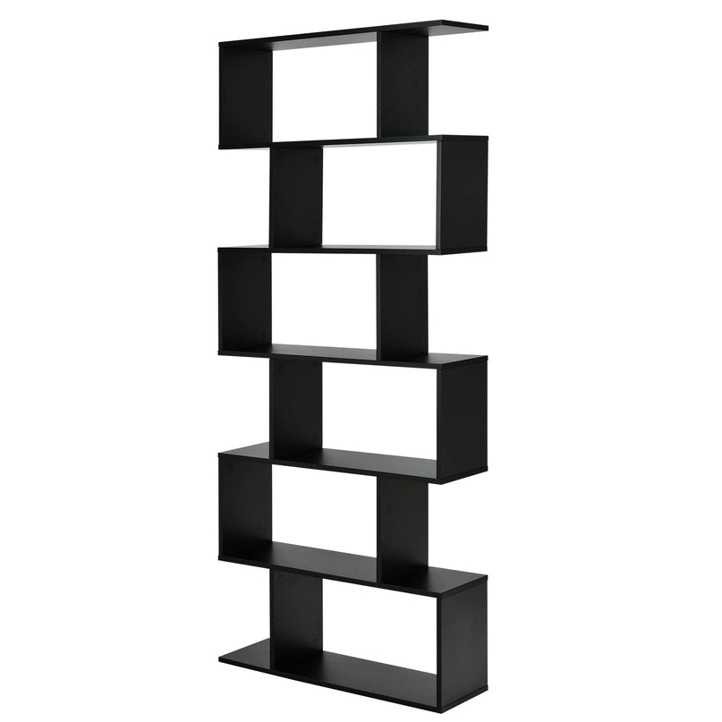 Giantex Geometric Bookcase Rustic, Solid Wood S-Shaped Bookshelf