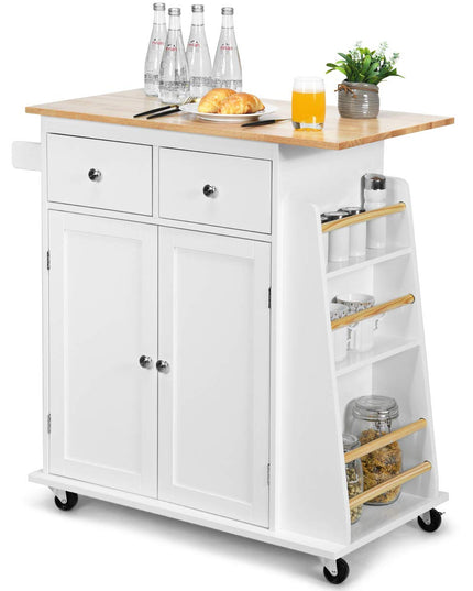 Giantex Kitchen Island Cart, Rolling Wood Trolley with Storage Cabinet