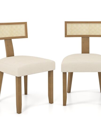 Giantex Rattan Dining Chairs Set, Mid Century Modern Kitchen Chairs w/Rattan Backrest & Rubber Wood Legs