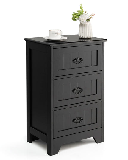 Giantex Nightstand with 3 Drawers, Bedside Table